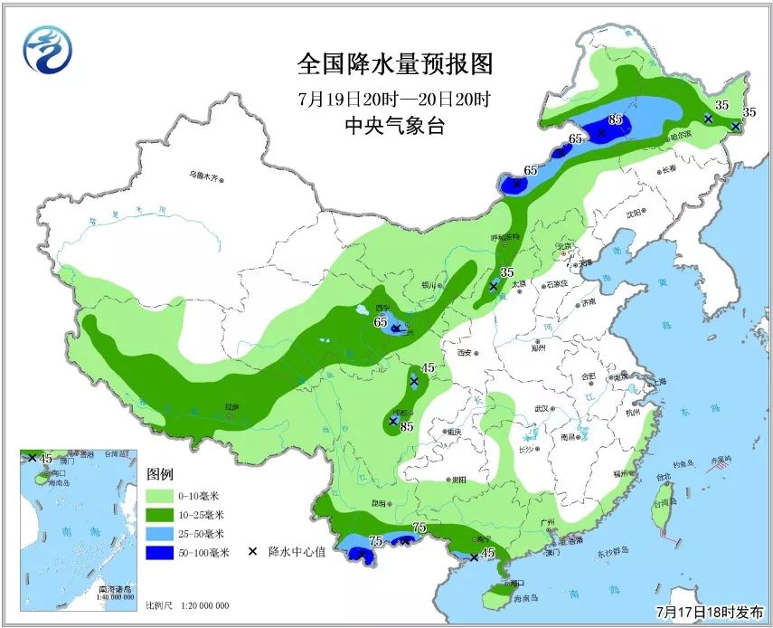 近期降雨量分布态势图