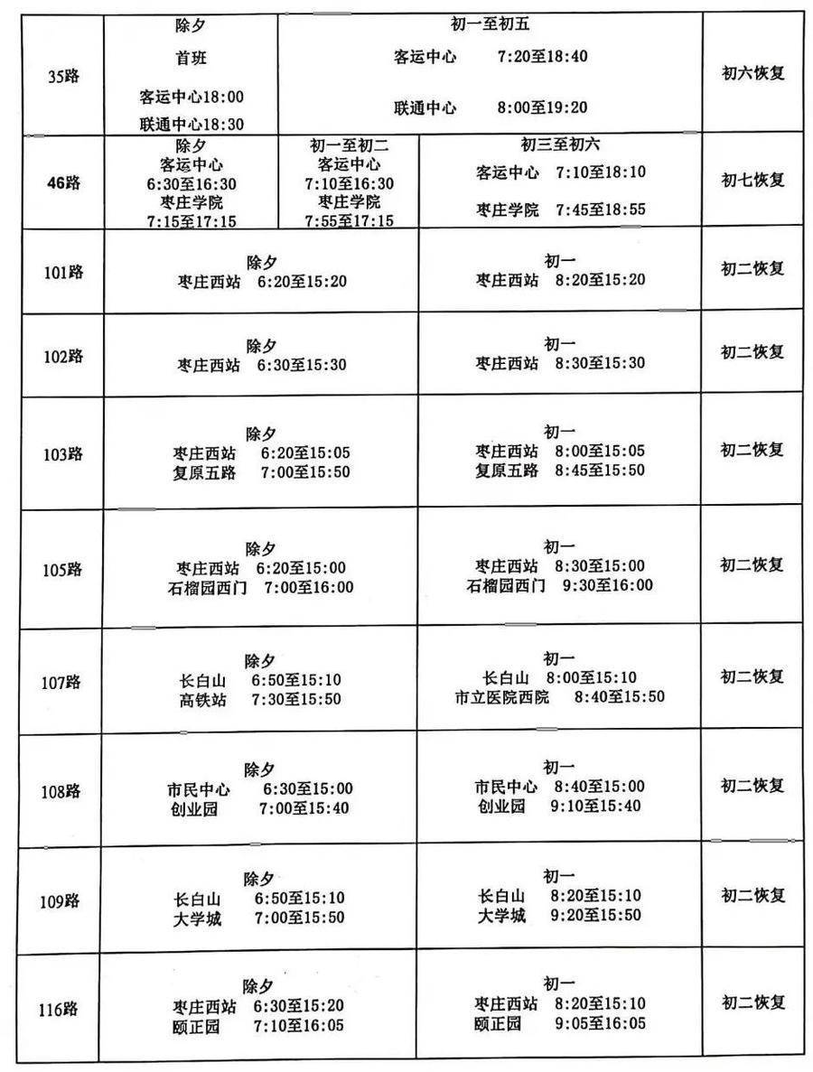 枣庄BRT最新运行时间表